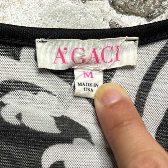 Agaci y2k sheer top full zip up size M tribal paisley print black and white - Picture 4 of 8